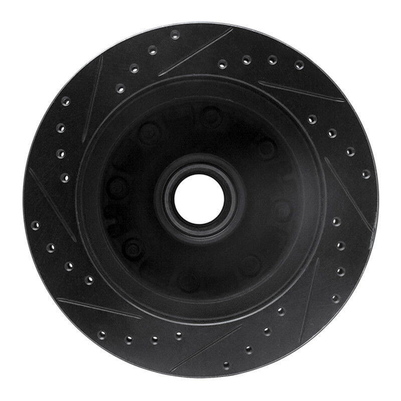 Ford E-350 Econoline Brake Rotor (1) - Front Right - R1 Concepts - Drilled & Slotted - Black - `95-`04